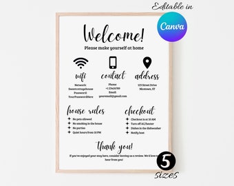 AirBnB Welcome Sign Canva Template | Welcome Sign for Airbnb Hosts, Vacation Rental Printable, Guest Arrival Poster, Template for VRBO