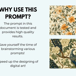 Midjourney Prompt for creating your own vintage floral patterns, Professional Midjourney Guide for seamless patterns floral vintage image 4