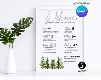 AirBnB Welcome Sign Canva Template | Welcome Sign for Airbnb Hosts, Vacation Rental Printable, Guest Arrival Poster, Template for VRBO