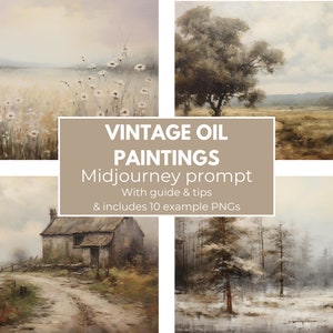 Vintage Oil Paintings Midjourney Prompt Professional Midjourney Guide for farmhouse antique oil paintings High Quality prompt template image 1