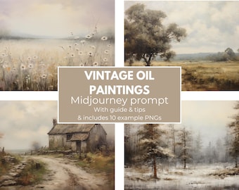 Vintage Oil Paintings Midjourney Prompt | Professional Midjourney Guide for farmhouse antique oil paintings | High Quality prompt template