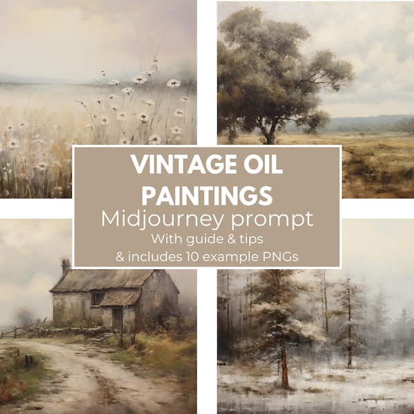 Vintage Oil Paintings Midjourney Prompt | Professional Midjourney Guide for farmhouse antique oil paintings | High Quality prompt template