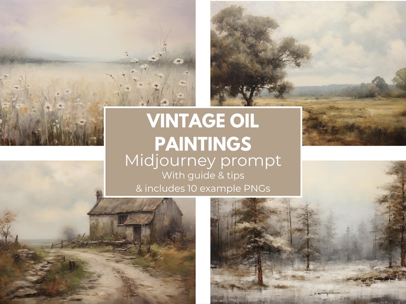 Vintage Oil Paintings Midjourney Prompt Professional Midjourney Guide for farmhouse antique oil paintings High Quality prompt template image 1