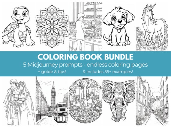 Coloring Pages Midjourney Prompts, High Quality Midjourney Guide for Coloring  Books Adults and Children, for Ebook, Prompt Template 