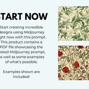 Midjourney Prompt for creating your own vintage floral patterns, Professional Midjourney Guide for seamless patterns floral vintage image 2