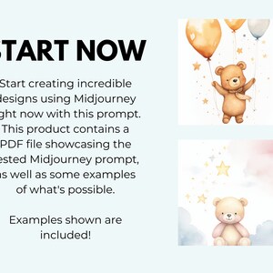 Muurkunst voor de kinderkamer Midjourney prompt | Digitale kinderkamerkunst, teddybeerkunst aan de muur | Hoogwaardige gids halverwege de reis, promptsjabloon afbeelding 2