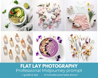 Flat Lay Photography Midjourney Prompt | Professional Flat Lay Photography, Instagram photos, ebook photos, blog photos, flat lay photos