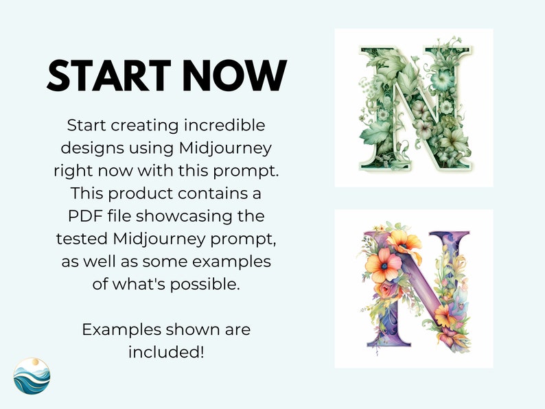 May include: Two images of the letter N decorated with flowers. The first image is a green N with green leaves and white flowers. The second image is a purple N with pink, orange, and yellow flowers.