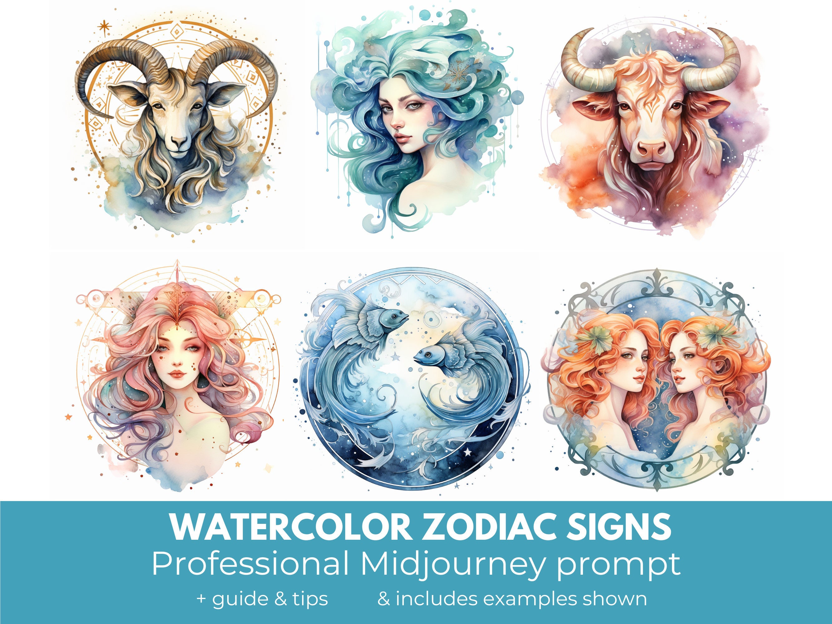 Astrology Watercolor Paint Palette Set of 12 Watercolors Handmade