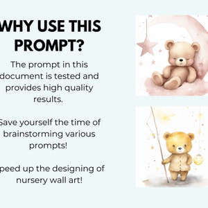 Muurkunst voor de kinderkamer Midjourney prompt | Digitale kinderkamerkunst, teddybeerkunst aan de muur | Hoogwaardige gids halverwege de reis, promptsjabloon afbeelding 4