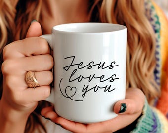 Taza de cerámica «Jesús te ama» / Regalo cristiano
