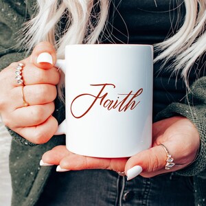 Faith Christian Ceramic Mug, Inspirational Coffee Mug, Simple Faith Mug, Elegant Christmas Gift, Thoughtful Christian Gift, Jesus Mugs