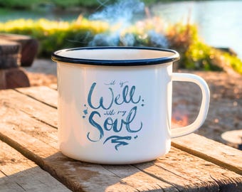 It Is Well With My Soul Brush Script | Christian Camping Coffee Mug | Christian Mug for Women