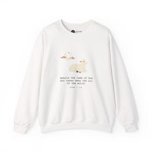 Lamb of God, John 1:29 Christmas Sweatshirt, Baby Lamb Moon Bible Verse Holiday Apparel, Religious Church Tee, Christian Faith Gift