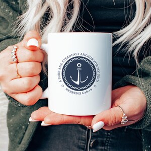Hébreux 6:18-19 Tasse en céramique Ancre pour mon âme, cadeaux chrétiens, tasse à café Jésus, tasse à thé biblique, citation inspirante, cadeau pour pasteur