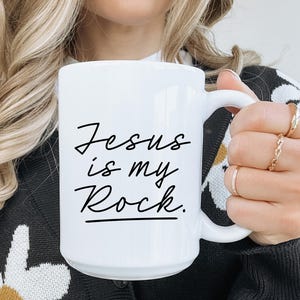 Jesus Is My Rock Ceramic Mug | Christian Mug Gift | Handmade Mug Ceramic | Christian Affirmations