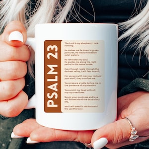 Psalm 23 Full Bible Verse Ceramic Mug, Psalms For Peace, Psalms 23 Bible Verse Scripture For Comfort, Christian Mugs For Friends and Family