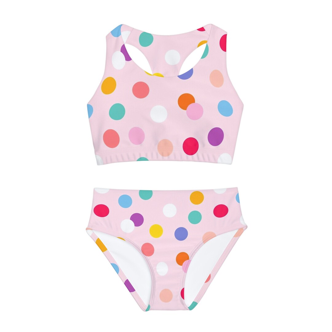Girls Two-piece Pink Polka Dot Swimsuit - Etsy