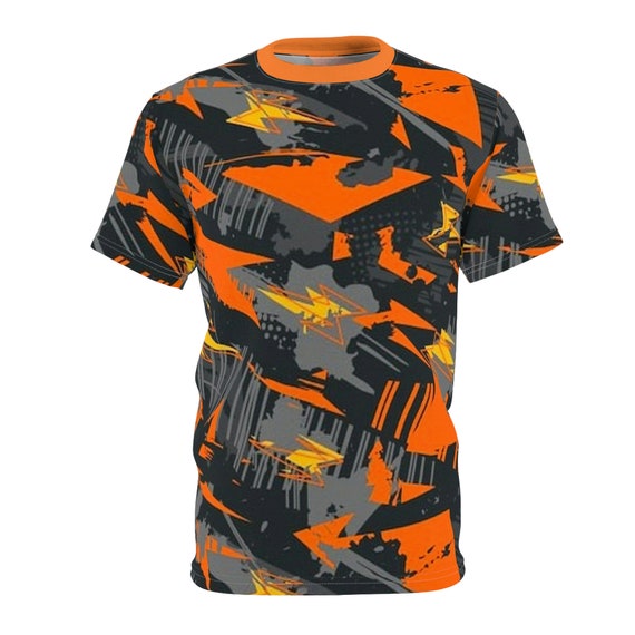 Grey and orange graphic tee 2025