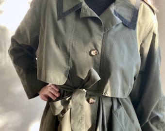 Vintage 90s Army Green Trench Coat