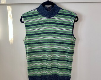 Vintage 60s Striped Turtle Neck Sweater Tank