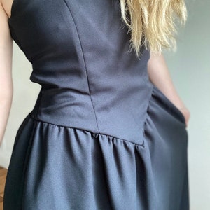 80s Vintage Orite Black Strapless Cocktail Dress