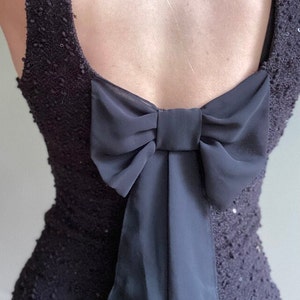 90s/Y2K Vintage Sparkly Little Black Dress with Bow Detail