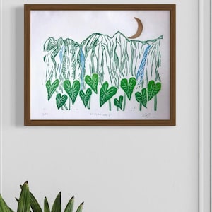 Ko’olau, Vol. 2, Ko’olau Mountains, O’ahu, Original Linocut Blockprint, High-End Wall Decor, Multiple Sizes