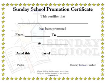 Sunday School Promotion Certificate