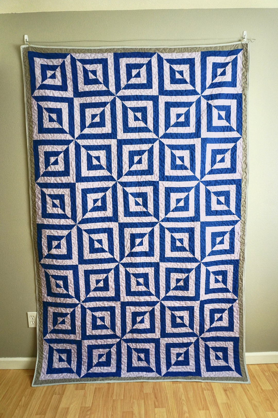Blue & Lavender Quilt Twin Size Etsy
