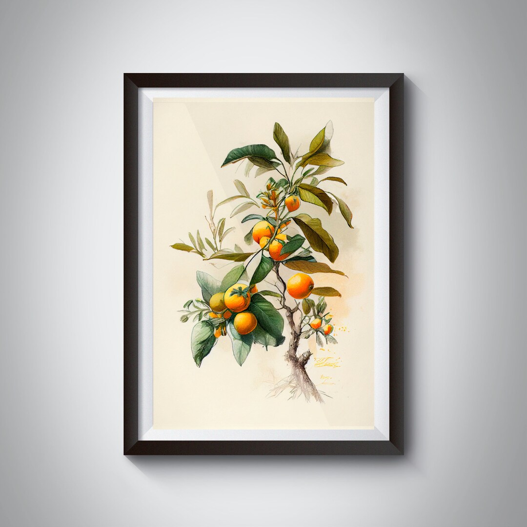 Orange Tree Art 1 Living Room Wall Art Home Decor Etsy