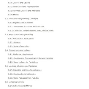 Pode incluir: Uma lista de conceitos de programa&ccedil;&atilde;o intermedi&aacute;rios e avan&ccedil;ados, incluindo programa&ccedil;&atilde;o orientada a objetos, programa&ccedil;&atilde;o funcional, programa&ccedil;&atilde;o ass&iacute;ncrona, concorr&ecirc;ncia, m&oacute;dulos, bibliotecas, pacotes, metaprograma&ccedil;&atilde;o e otimiza&ccedil;&atilde;o de desempenho.