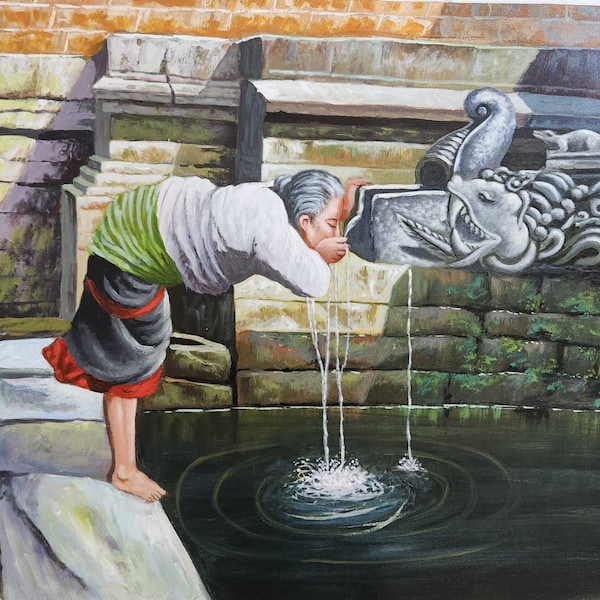 Nepali Lifestyle Newar lady drinking water