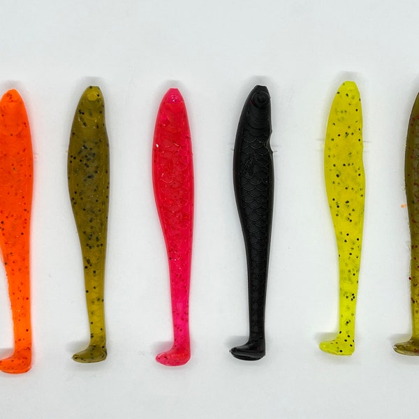 10pcs 4" Paddle Minnow Soft Plastic Fishing Swimbait For Bass, Pike, Walleye, Muskie, Saltwater and More!