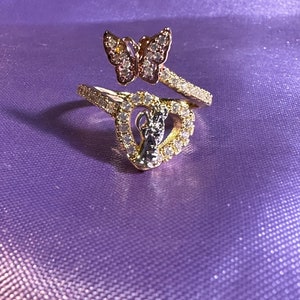 Santa Muerte Ring With Butterfly