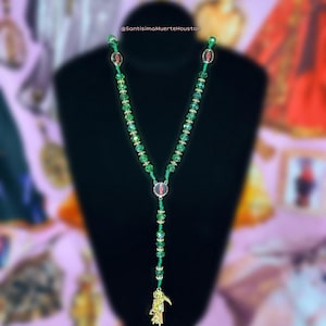 Green Santa Muerte Rosary