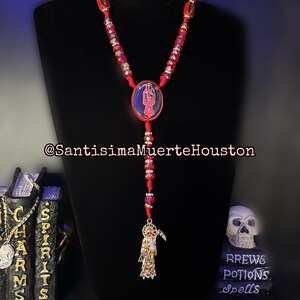 Red Santa Muerte Rosary