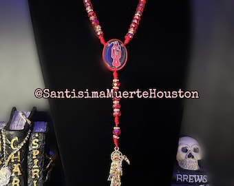 Red Santa Muerte Rosary