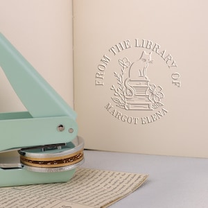 Personalized Green Book Embosser, Custom Book Embosser, Library Embosser Stamp, Perfect Gift for Book Lovers