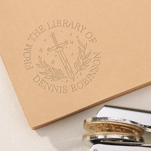 Personalisiertes Buch Prägeschwert, aus der Bibliothek des Buches Stempel, Bibliothek Prägestempel, Prägestempel, Ex Libris, Geschenke für Buchliebhaber