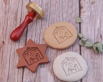 Custom Pottery Stamp for Christian, Nativity Scene Stamp for Soap/Clay, Personalized Ceramic Brass Stamp, Religious Gift