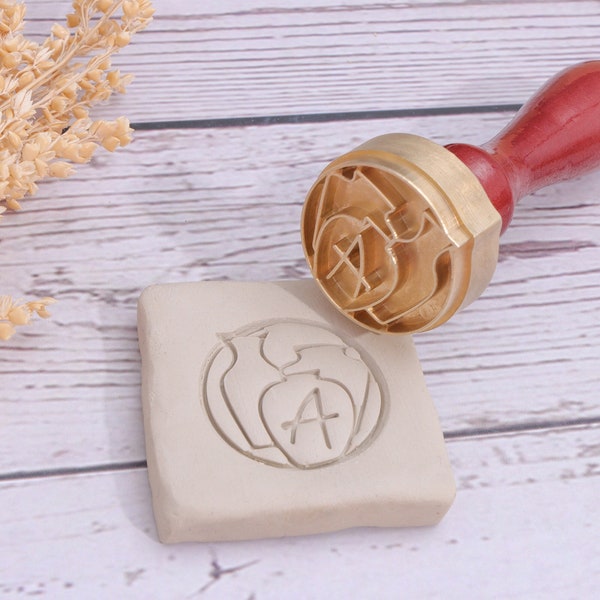 Custom Initial Clay Stamp, Custom Brass Pottery Stamp, Personalied Ceramic Signature Stamp Logo, Gift for Her