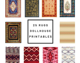25 Rugs and Carpet Dollhouse Printables - Miniatures - Journal - Victorian Turkish Modern