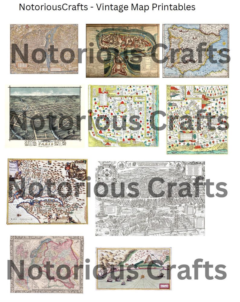 60+ Vintage Maps Dollhouse Printables - 6 Pages - Vintage World Maps ...