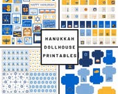 HANUKKAH Dollhouse Printables Miniature Cards Banners Boxes Decorations Wrapping Paper