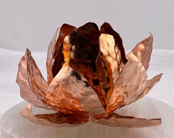 Large Pure COPPER Lotus flower Handmade metal decor Copper flower home decor garden decor unique lotus art boho wedding centerpiece flower