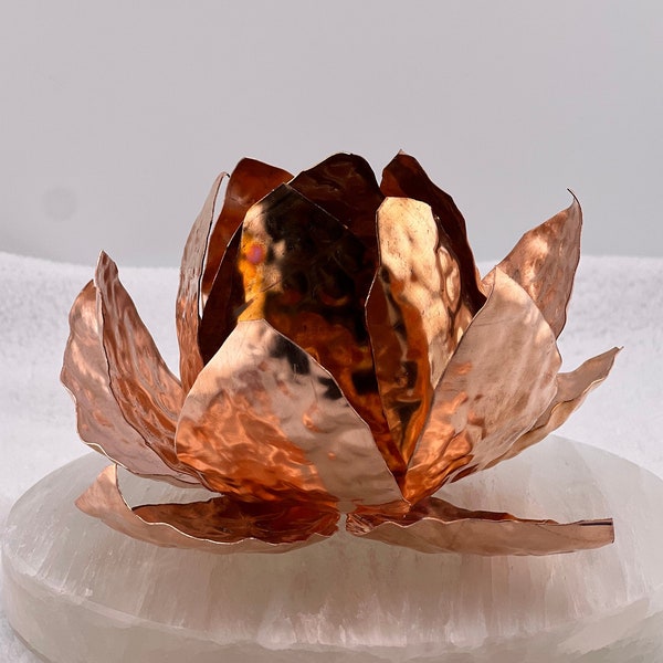 Large Pure COPPER Lotus flower Handmade metal decor Copper flower home decor garden decor unique lotus art boho wedding centerpiece flower