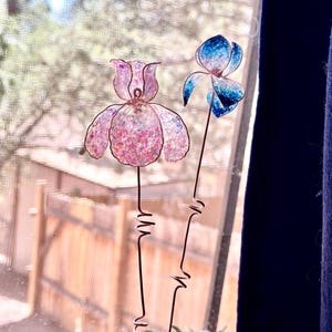 Handgemaakte plantensteker UV-hars en koperdraad bungelende bloem kamerplant voor meer plantengroei tuindecoratie maanprismapunt