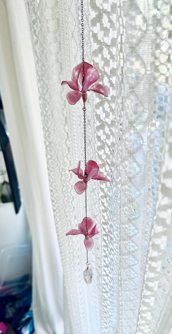 100% Handmade 3 Flower Window Suncatcher Window Dangle Decor