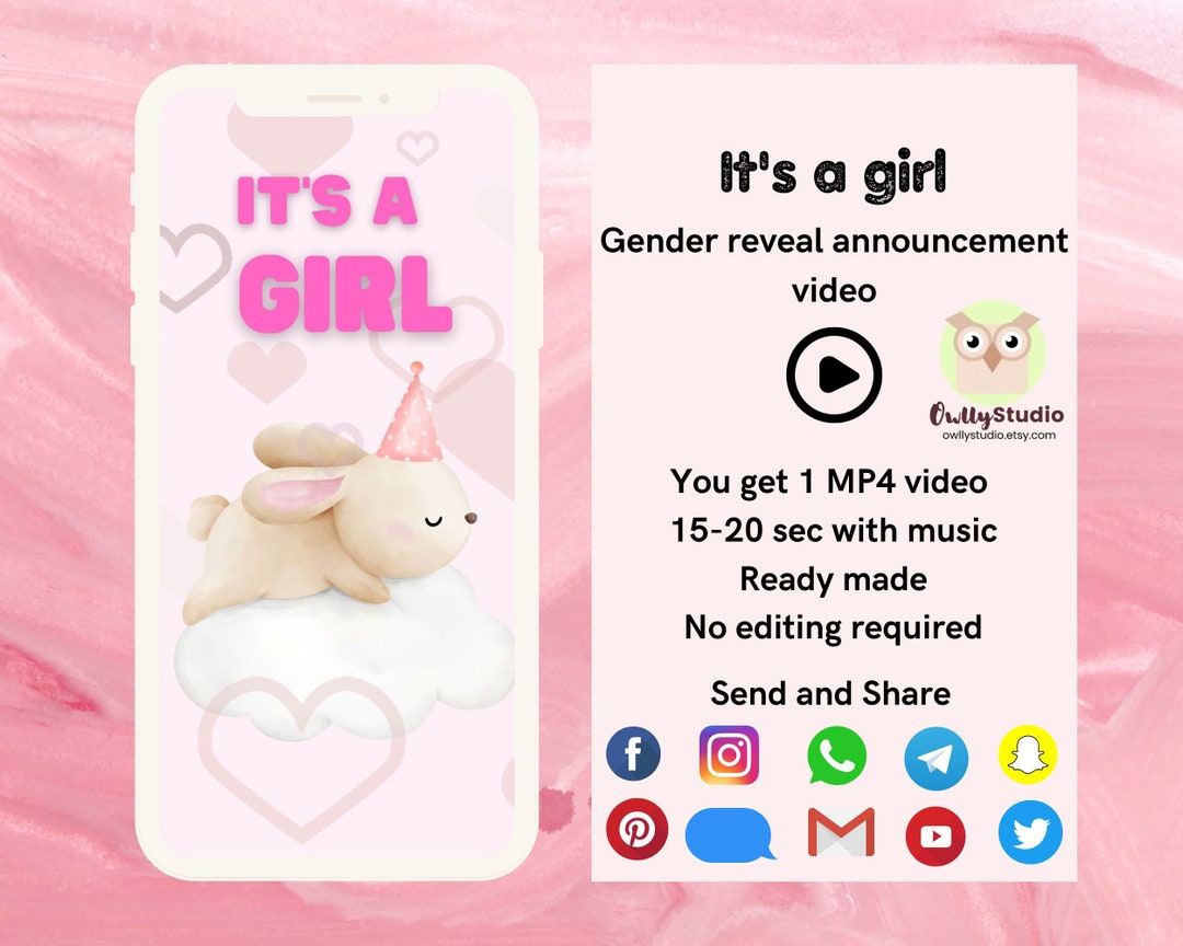 Gender Reveal Video Girl Digital Gender Reveal Video For Social Media